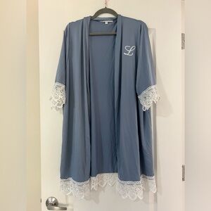 Wedding Star Small/Medium Robe Blue Initial L